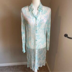Neiman Marcus Light Blue Silk Swim Coverup or Button Shirt dress